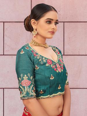 blue art silk embroidered blouse - 18379654 - Standard Image - 2