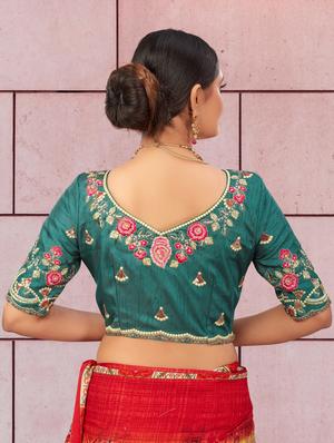 blue art silk embroidered blouse - 18379654 - Standard Image - 3