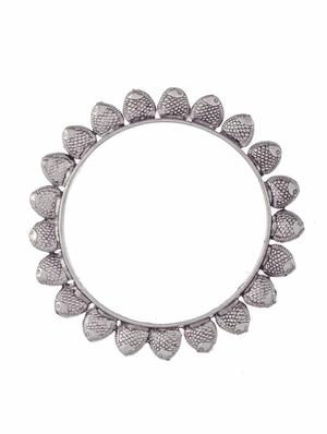 set of 2 silver toned oxidised filigree shaped bangles - 18380050 - Standard Image - 3