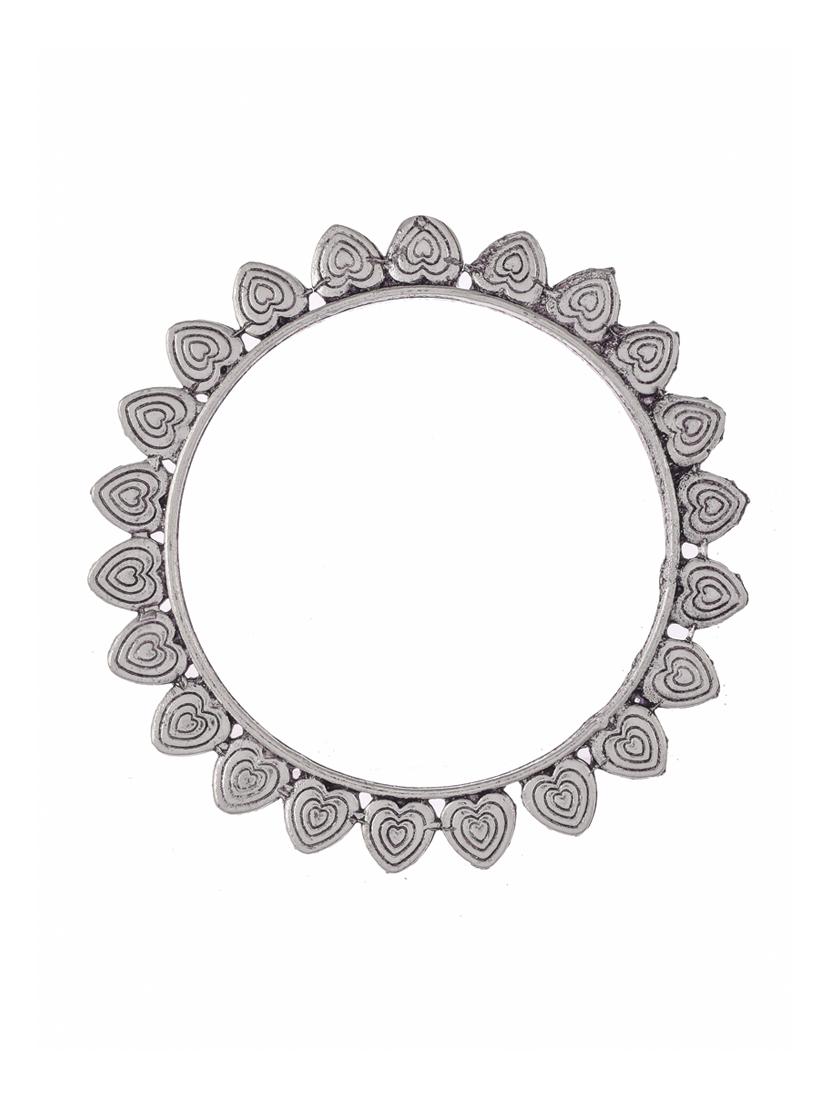 set of 2 silver toned oxidised heart design bangles - 18380063 - Zoom Image - 2