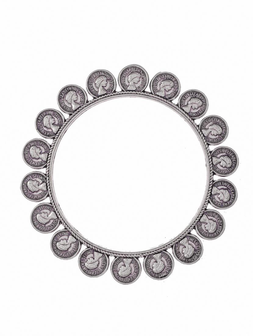 set of 2 silver toned oxidised bangles - 18380064 - Zoom Image - 2