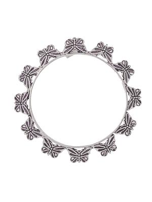 set of 2 silver toned oxidised butterfly design bangles - 18380102 - Standard Image - 3