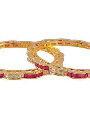 set of 2 bridal faux ruby american diamond gokhroo bangles - 18380647 - Standard Image - 5