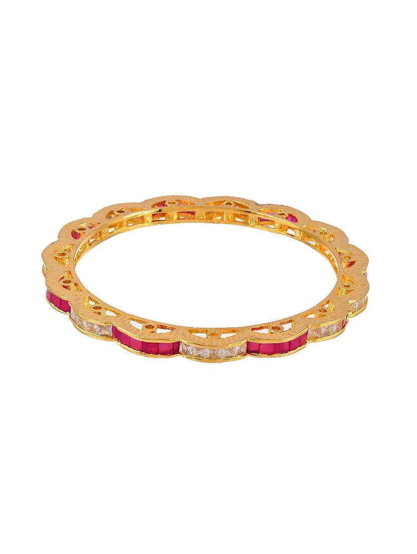 set of 2 bridal faux ruby american diamond gokhroo bangles - 18380647 - Zoom Image - 3