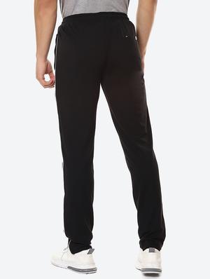black solid flat front casual trouser - 18380901 - Standard Image - 3