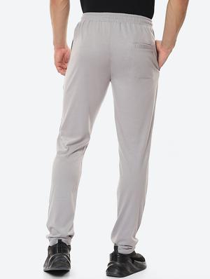 grey solid flat front casual trouser - 18380904 - Standard Image - 3