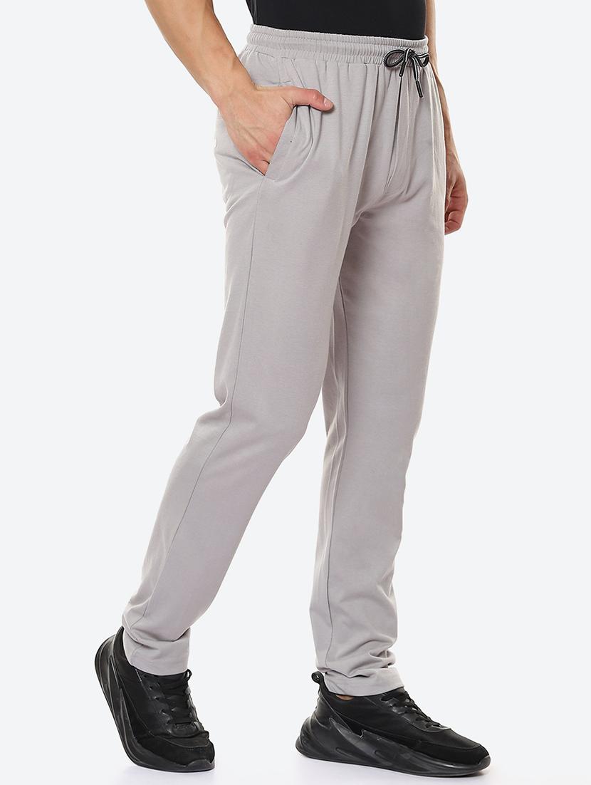 grey solid flat front casual trouser - 18380904 - Zoom Image - 2
