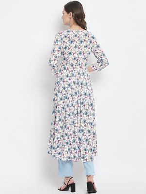 white rayon aline kurta - 18381009 - Standard Image - 3