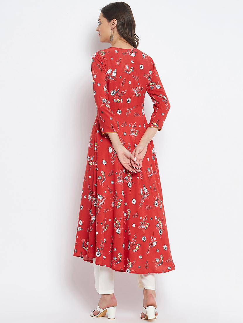 red printed a-line kurta - 18381033 - Zoom Image - 3
