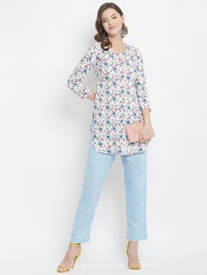 white printed straight kurti - 18381044 - Standard Image - 4