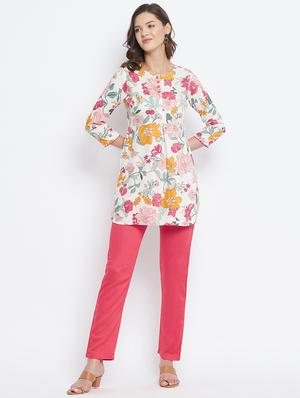 multi colored floral straight kurti - 18381047 - Standard Image - 4