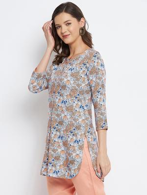 multi colored printed straight kurti - 18381050 - Standard Image - 2