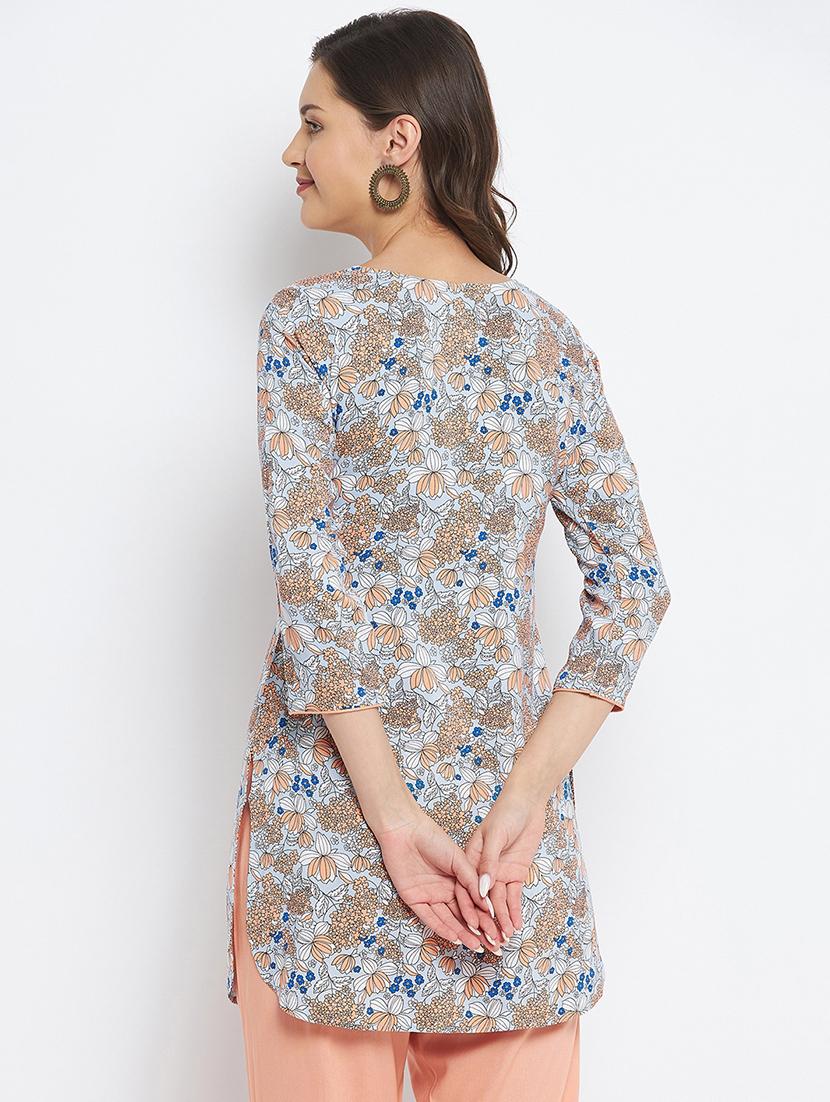 multi colored printed straight kurti - 18381050 - Zoom Image - 3
