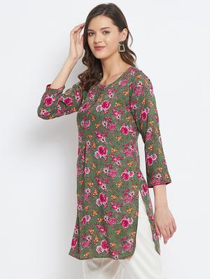 green printed straight kurti - 18381053 - Standard Image - 2