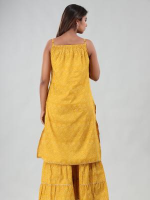 gianna cotton printed sleeveless kurta sharara set-yellow - 18381090 - Standard Image - 2