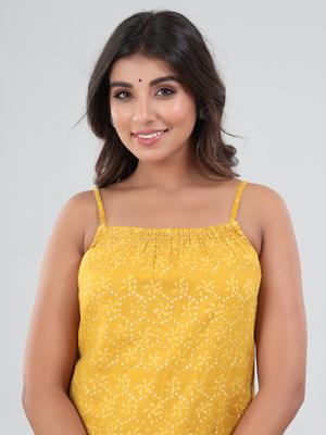 gianna cotton printed sleeveless kurta sharara set-yellow - 18381090 - Standard Image - 5