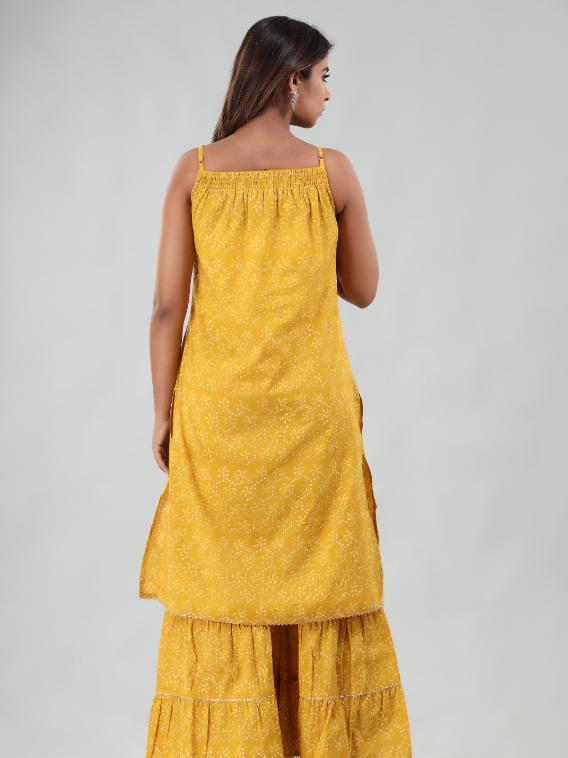gianna cotton printed sleeveless kurta sharara set-yellow - 18381090 - Zoom Image - 2