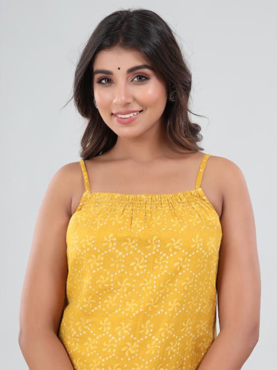 gianna cotton printed sleeveless kurta sharara set-yellow - 18381090 - Zoom Image - 5