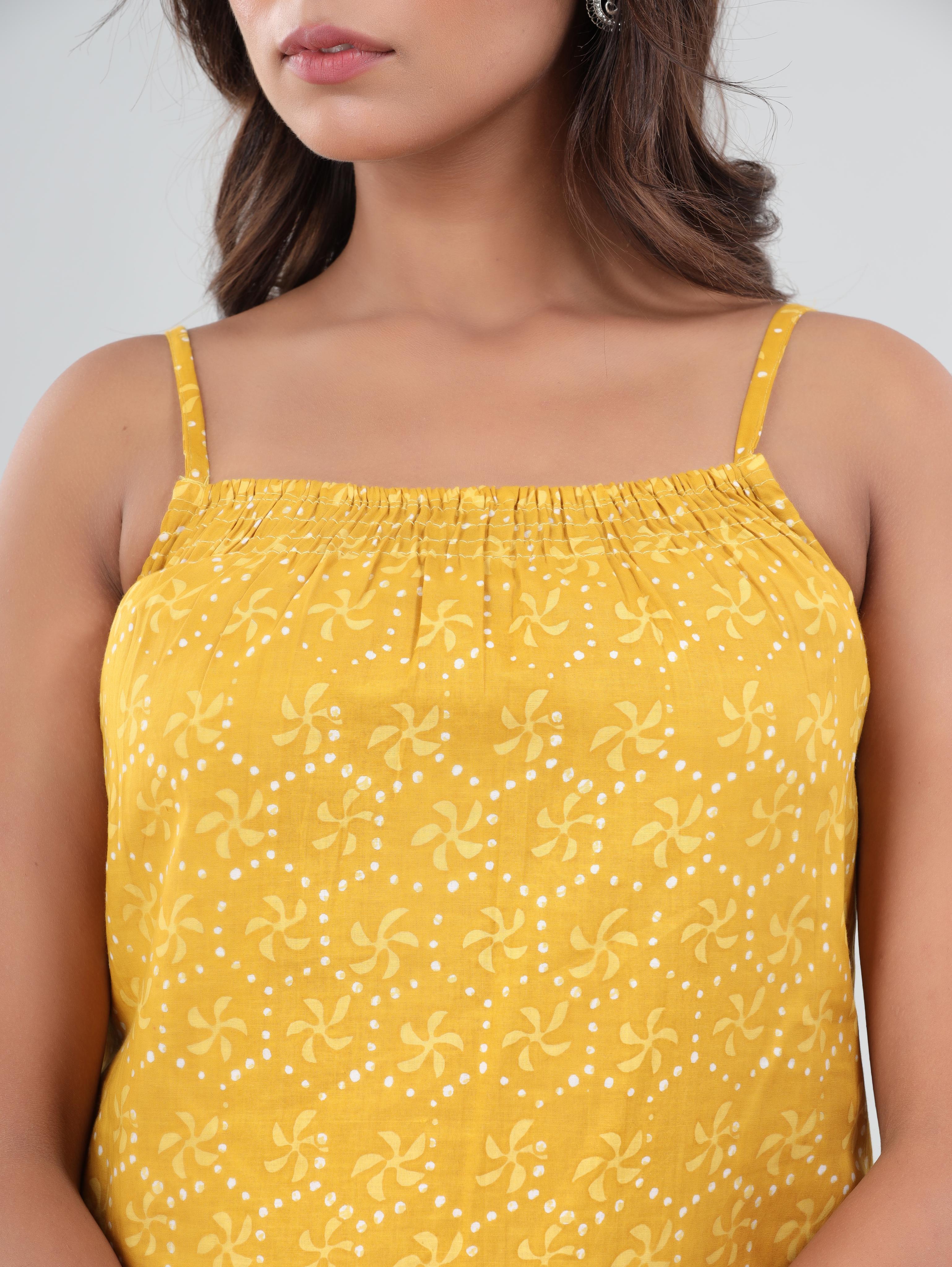 gianna cotton printed sleeveless kurta sharara set-yellow - 18381090 - Zoom Image - 6