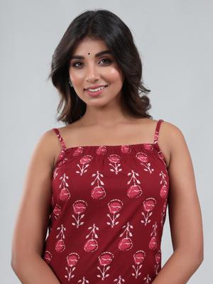 gianna cotton printed sleeveless kurta sharara set-red - 18381091 - Standard Image - 5