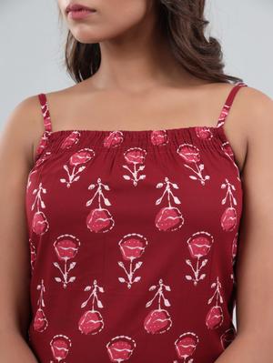 gianna cotton printed sleeveless kurta sharara set-red - 18381091 - Standard Image - 6