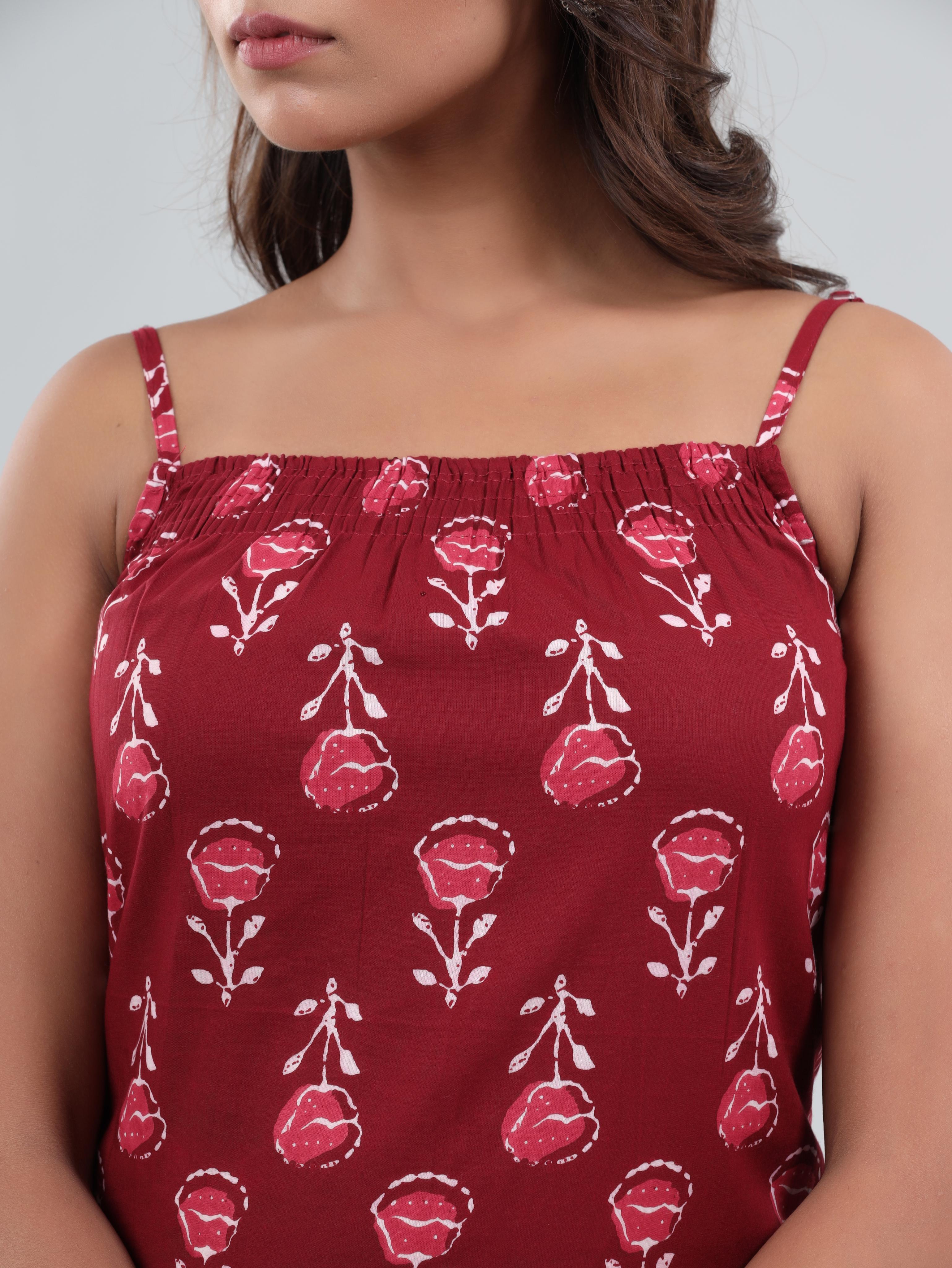 gianna cotton printed sleeveless kurta sharara set-red - 18381091 - Zoom Image - 6