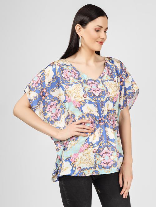 short sleeved printed regular top - 18381095 - Standard Image - 1