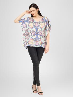short sleeved printed regular top - 18381095 - Standard Image - 3