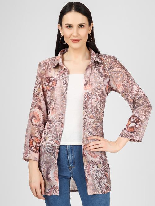 shirt collar printed regular shrug - 18381096 - Standard Image - 1