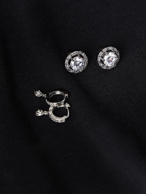 silver brass drop earring - 18381131 - Very Small Image - 1