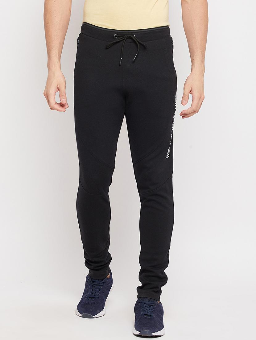 black solid full length track pant - 18381406 - Zoom Image - 1