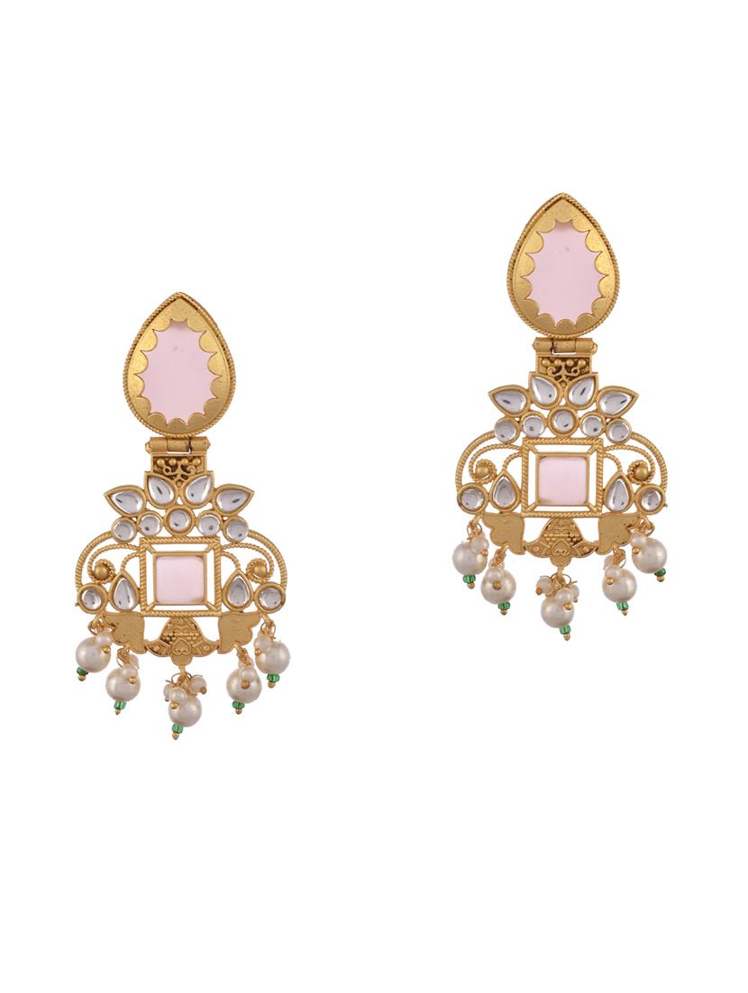 gold brass studs earring - 18381781 - Zoom Image - 2