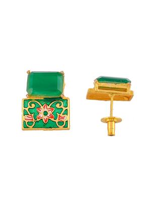 green brass studs earring - 18382468 - Standard Image - 3
