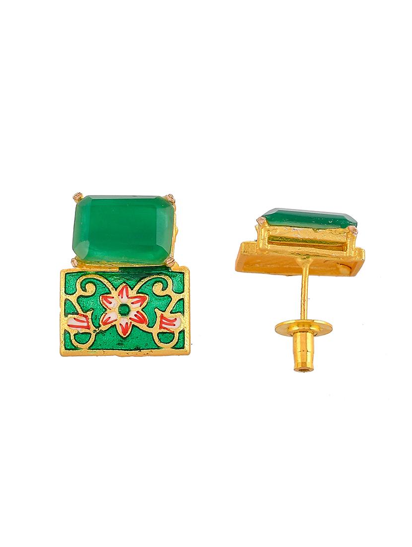 green brass studs earring - 18382468 - Zoom Image - 3