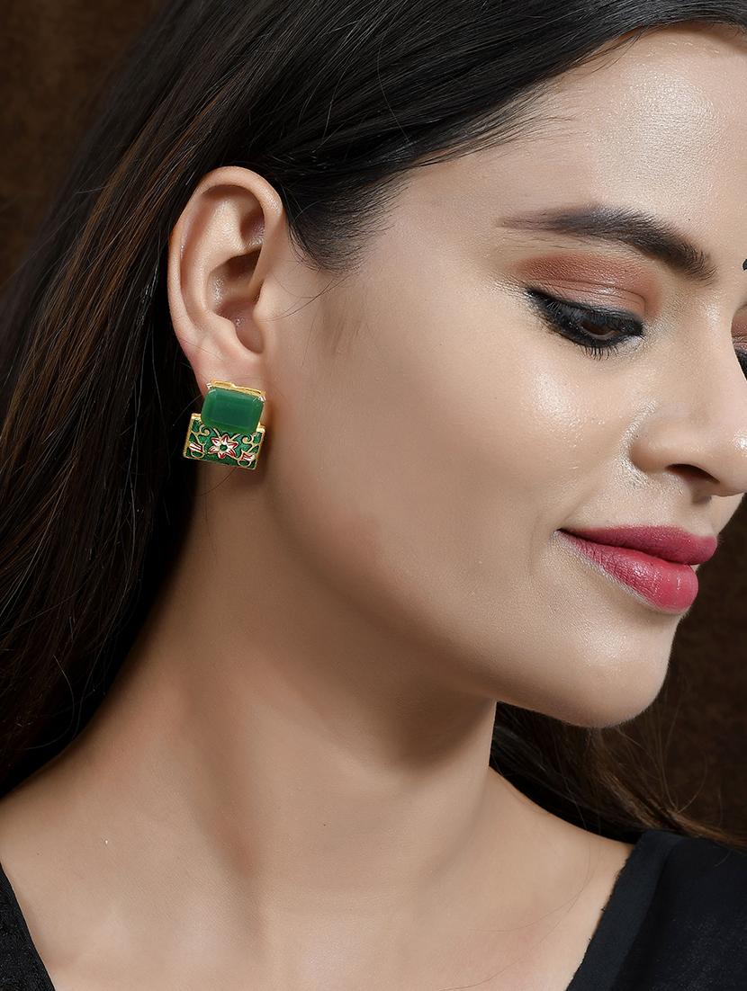 green brass studs earring - 18382468 - Zoom Image - 4
