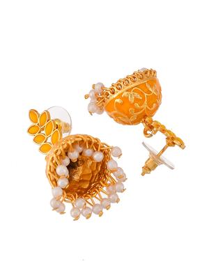 orange brass jhumka earring - 18382676 - Standard Image - 3
