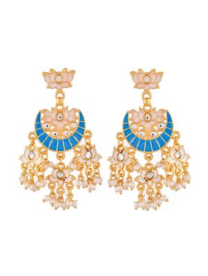 blue brass chandballi earring - 18382710 - Standard Image - 2