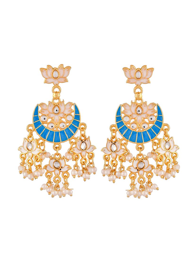 blue brass chandballi earring - 18382710 - Zoom Image - 2