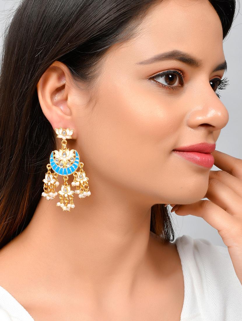 blue brass chandballi earring - 18382710 - Zoom Image - 4