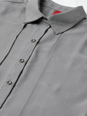 button up solid top and trouser set - 18382726 - Standard Image - 6