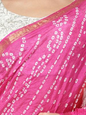 pink bandhani saree with blouse - 18382785 - Standard Image - 3