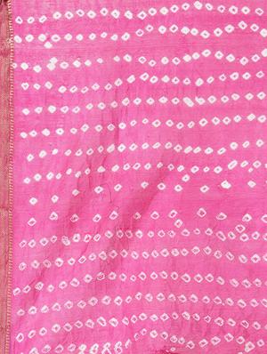 pink bandhani saree with blouse - 18382785 - Standard Image - 4