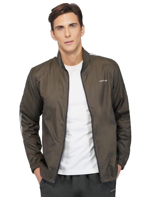 olive solid casual jacket - 18383408 - Very Small Image - 1