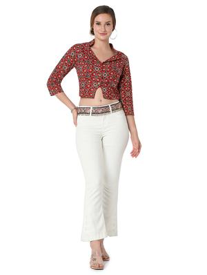 red cotton printed blouse - 18383632 - Standard Image - 5
