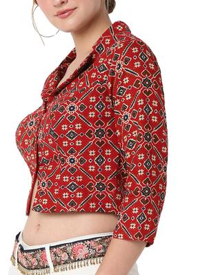red cotton printed blouse - 18383632 - Standard Image - 6
