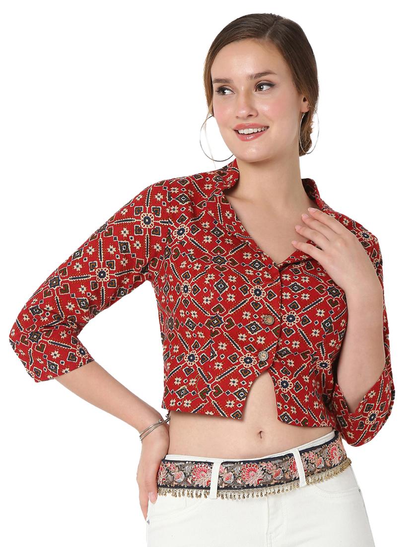 red cotton printed blouse - 18383632 - Zoom Image - 1