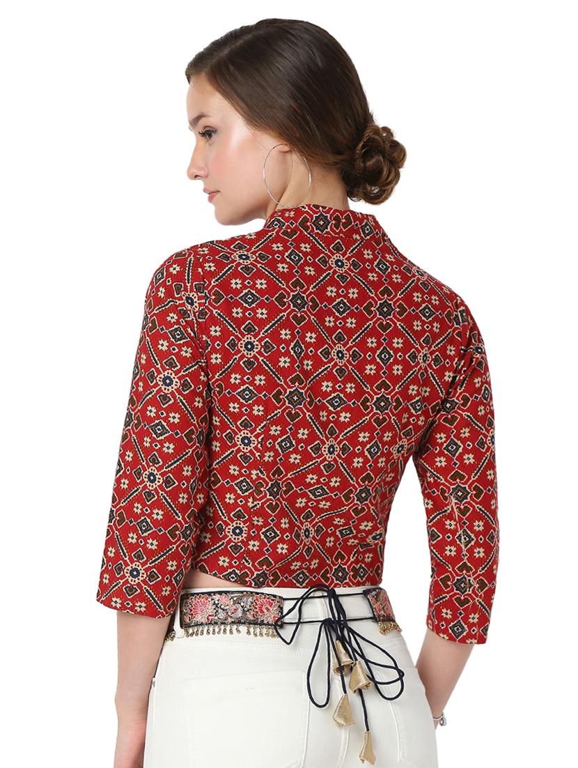 red cotton printed blouse - 18383632 - Zoom Image - 4