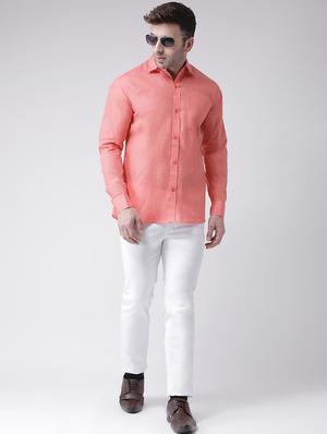 orange solid casual shirt - 18383715 - Standard Image - 4