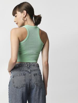 sleeveless solid crop top - 18384063 - Standard Image - 4