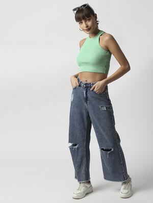 sleeveless solid crop top - 18384063 - Standard Image - 6